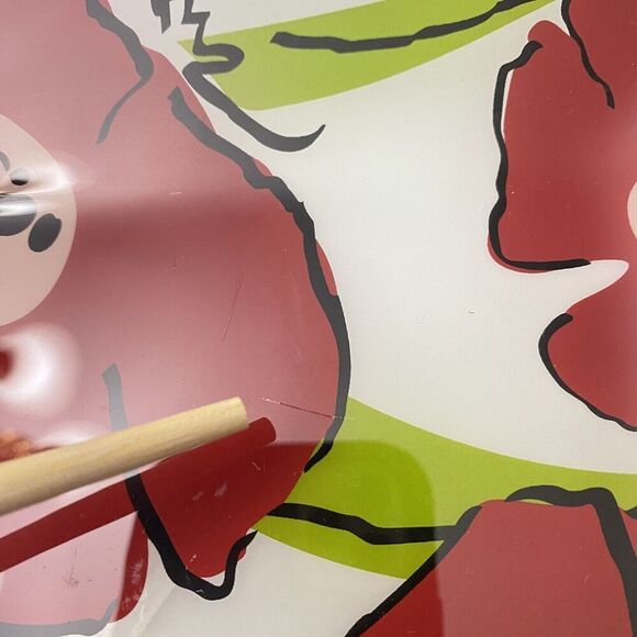 Set of 2 Poppies Garden Printed Decorative Glass Plates Platters Trinket Trays - Picture 4 of 9